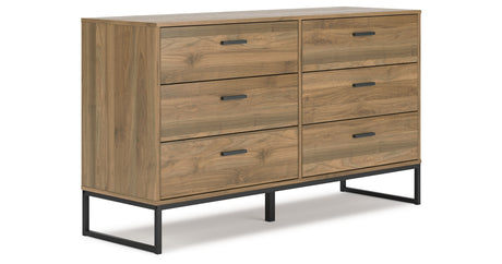 Deanlow Twin Panel Headboard with Dresser and 2 Nightstands in Honey from Ashley - Luna Furniture