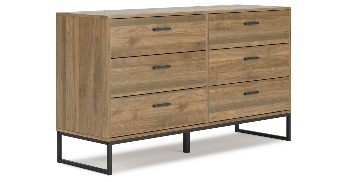 Deanlow Queen Platform Panel Bed with Dresser in Honey from Ashley - Luna Furniture