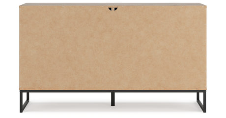 Deanlow Queen Platform Panel Bed with Dresser, Chest and Nightstand in Honey from Ashley - Luna Furniture