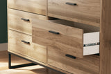 Deanlow Full Panel Headboard with Dresser and Nightstand in Honey from Ashley Furniture - Luna Furniture