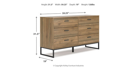 Deanlow Queen Panel Headboard with Dresser and Nightstand in Honey from Ashley - Luna Furniture
