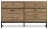 Deanlow Queen Panel Headboard with Dresser and Nightstand in Honey from Ashley Furniture - Luna Furniture
