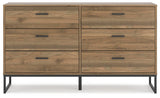 Deanlow Queen Panel Headboard with Dresser and Nightstand in Honey from Ashley Furniture - Luna Furniture