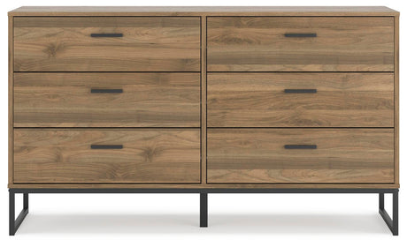 Deanlow Queen Panel Headboard with Dresser and Nightstand in Honey from Ashley - Luna Furniture