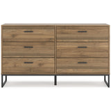 Deanlow Full Panel Headboard with Dresser and Nightstand in Honey from Ashley Furniture - Luna Furniture