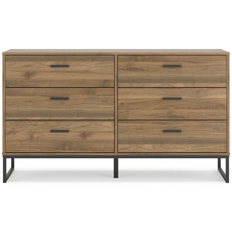 Deanlow Full Panel Headboard with Dresser and Nightstand in Honey from Ashley - Luna Furniture