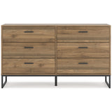 Deanlow Twin Panel Headboard with Dresser and Nightstand in Honey from Ashley - Luna Furniture