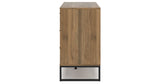 Deanlow Full Platform Panel Bed with Dresser and 2 Nightstands in Honey from Ashley - Luna Furniture