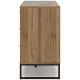 Deanlow Twin Panel Headboard with Dresser and Nightstand in Honey from Ashley - Luna Furniture