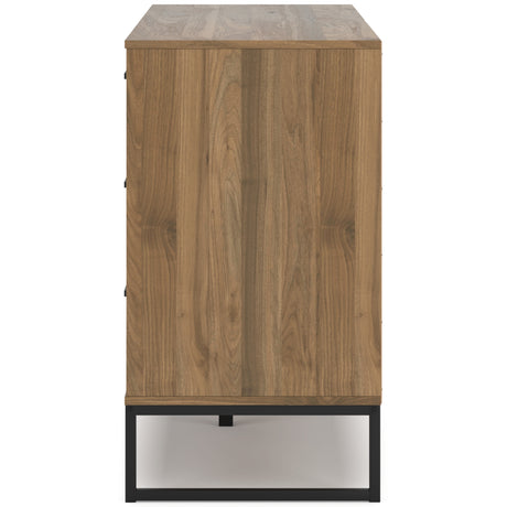 Deanlow Twin Panel Headboard with Dresser and Nightstand in Honey from Ashley - Luna Furniture