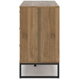 Deanlow Full Panel Headboard with Dresser and Nightstand in Honey from Ashley Furniture - Luna Furniture