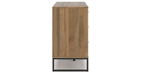 Deanlow Queen Panel Headboard with Dresser and 2 Nightstands in Honey from Ashley - Luna Furniture