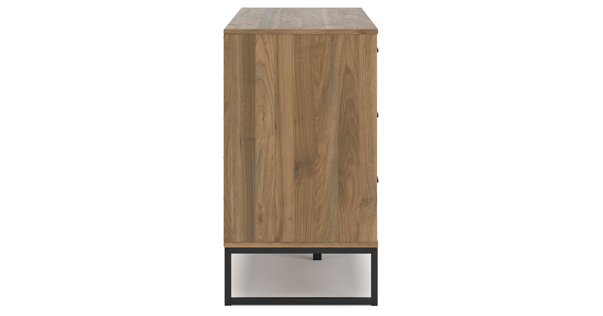 Deanlow Twin Panel Headboard with Dresser and 2 Nightstands in Honey from Ashley - Luna Furniture