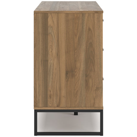 Deanlow Twin Panel Headboard with Dresser and Nightstand in Honey from Ashley - Luna Furniture