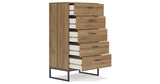 Deanlow Twin Platform Bed with Dresser, Chest and 2 Nightstands in Honey from Ashley - Luna Furniture
