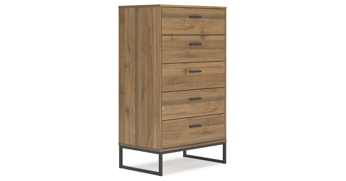 Deanlow Twin Platform Bed with Dresser, Chest and 2 Nightstands in Honey from Ashley - Luna Furniture