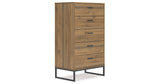 Deanlow Twin Platform Bed with Dresser, Chest and 2 Nightstands in Honey from Ashley - Luna Furniture