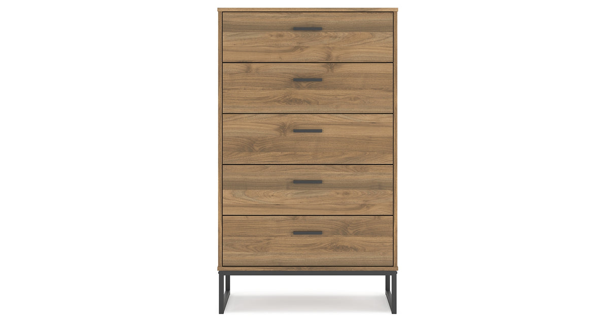 Deanlow Twin Platform Bed with Dresser, Chest and 2 Nightstands in Honey from Ashley - Luna Furniture
