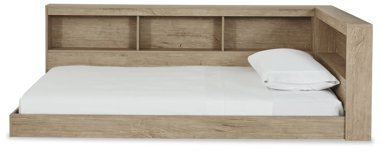 Oliah Natural Twin Bookcase Corner Storage Bed from Ashley Furniture - Luna Furniture