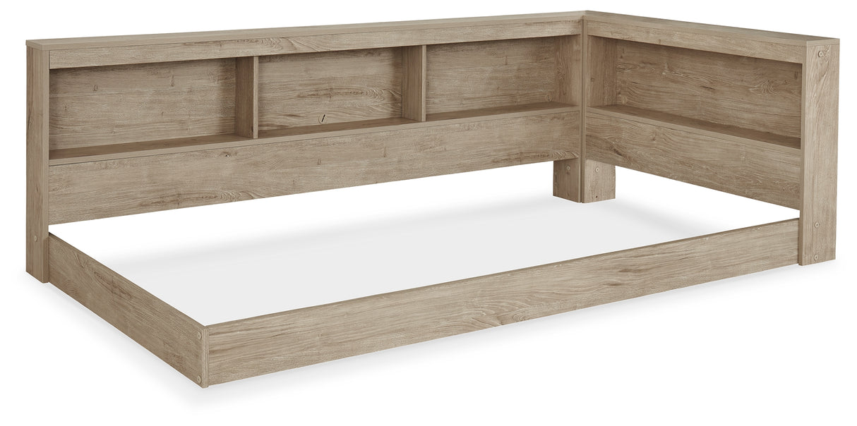 Oliah Natural Twin Bookcase Corner Storage Bed from Ashley Furniture - Luna Furniture