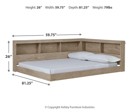 Oliah Natural Full Bookcase Corner Storage Bed from Ashley Furniture - Luna Furniture
