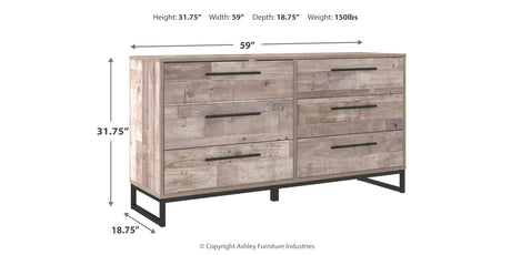 Neilsville Full Platform Bed with Dresser and 2 Nightstands in Whitewash from Ashley - Luna Furniture