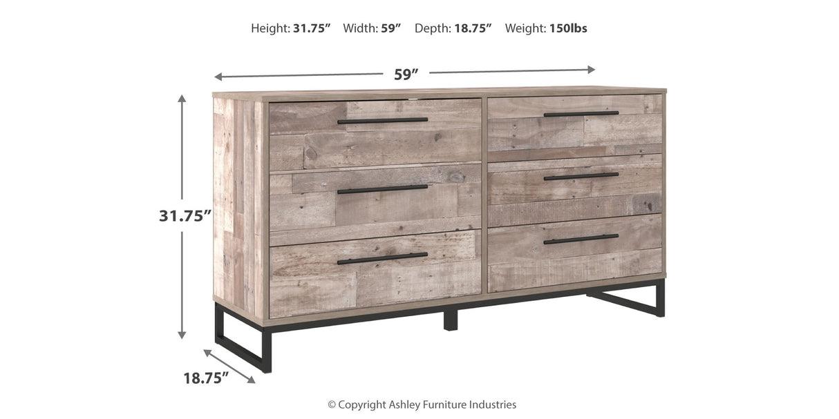 Neilsville Full Platform Bed with Dresser, Chest and 2 Nightstands in Whitewash from Ashley - Luna Furniture