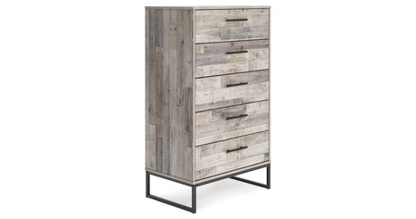 Neilsville Full Platform Bed with Dresser and Chest in Whitewash from Ashley - Luna Furniture