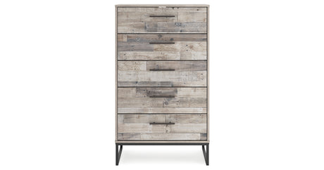 Neilsville Full Platform Bed with Dresser and Chest in Whitewash from Ashley - Luna Furniture