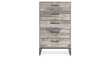 Neilsville Full Platform Bed with Dresser, Chest and 2 Nightstands in Whitewash from Ashley - Luna Furniture