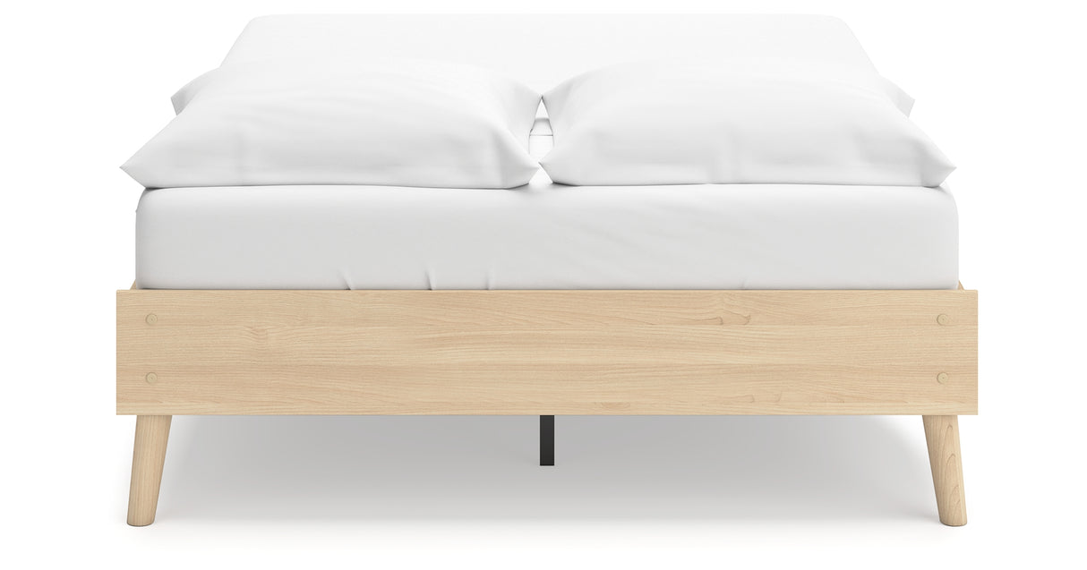 Cabinella Full Platform Bed with 2 Nightstands in Tan from Ashley Furniture - Luna Furniture