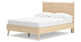 Cabinella Full Platform Panel Bed with 2 Nightstands in Tan from Ashley Furniture - Luna Furniture