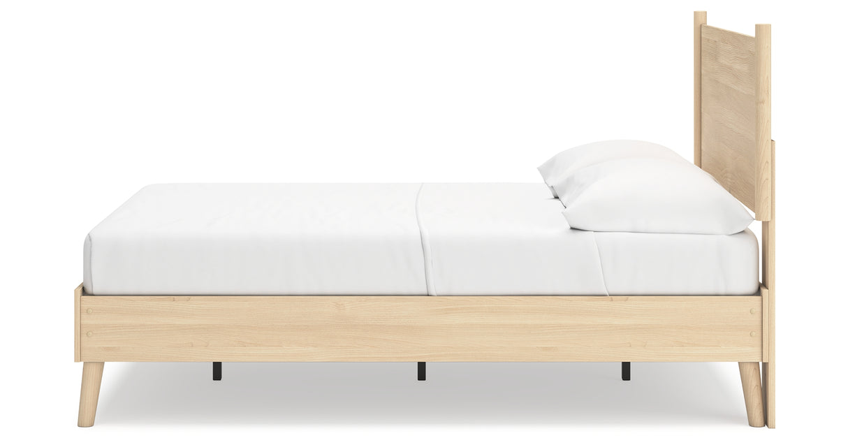 Cabinella Full Platform Panel Bed with 2 Nightstands in Tan from Ashley Furniture - Luna Furniture