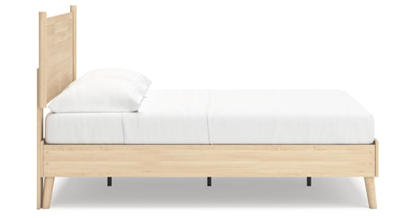 Cabinella Full Platform Panel Bed with 2 Nightstands in Tan from Ashley Furniture - Luna Furniture