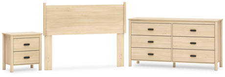 Cabinella Full Panel Headboard with Dresser and Nightstand in Tan from Ashley Furniture - Luna Furniture