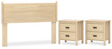 Cabinella Full Panel Headboard with 2 Nightstands in Tan from Ashley Furniture - Luna Furniture