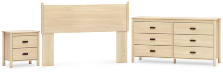 Cabinella Queen Panel Headboard with Dresser and Nightstand in Tan from Ashley Furniture - Luna Furniture