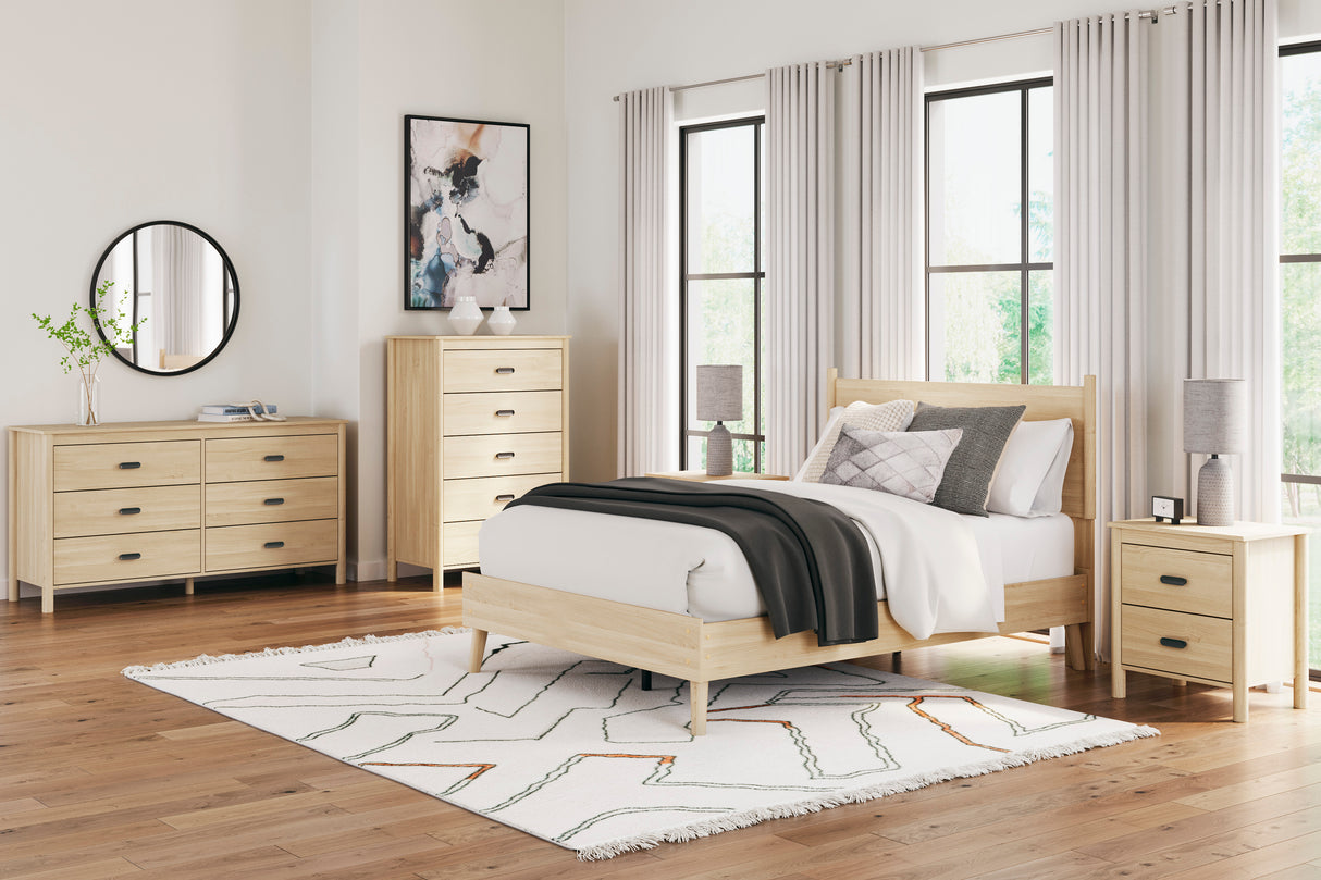 Cabinella Tan Queen Platform Panel Bedroom Set