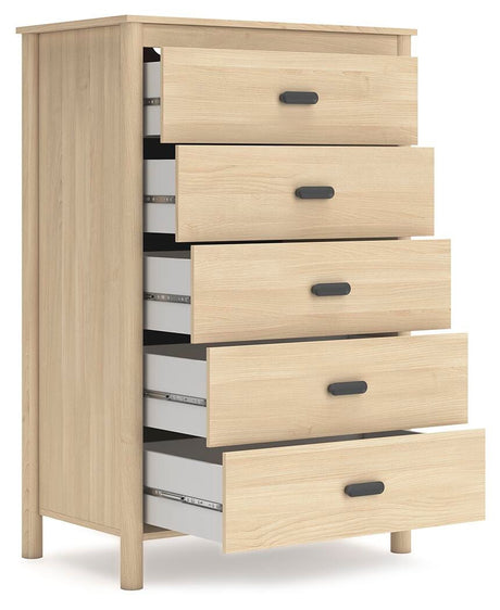 Cabinella Tan Queen Platform Panel Bed with Dresser and Chest from Ashley - Luna Furniture