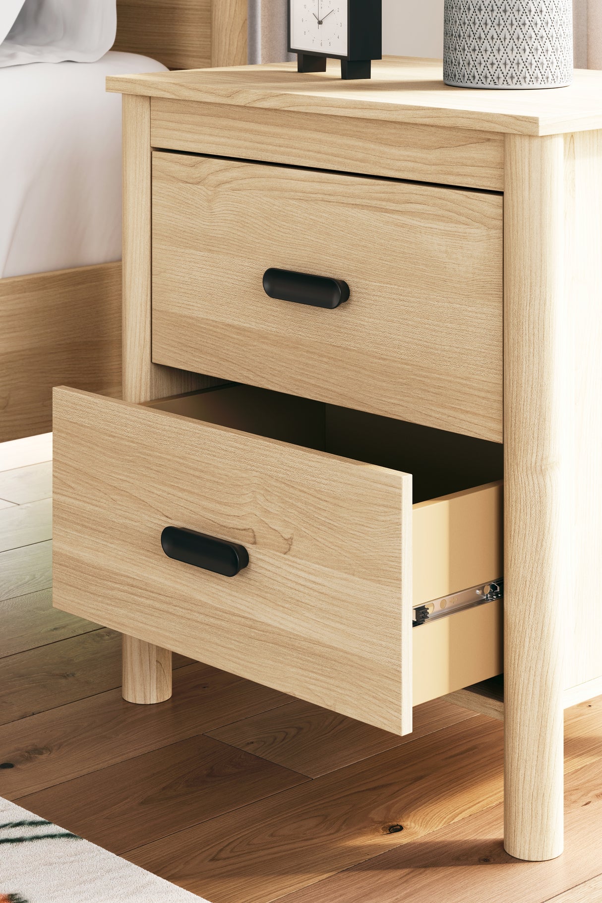 Cabinella Full Panel Headboard with 2 Nightstands in Tan from Ashley Furniture - Luna Furniture