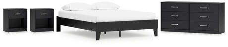 Finch Black Queen Platform Bed with Dresser and 2 Nightstands from Ashley - Luna Furniture