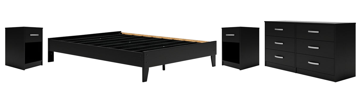 Finch Black Queen Platform Bed with Dresser and 2 Nightstands from Ashley Furniture - Luna Furniture