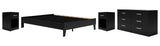 Finch Black Queen Platform Bed with Dresser and 2 Nightstands from Ashley Furniture - Luna Furniture