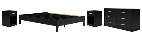 Finch Black Queen Platform Bed with Dresser and 2 Nightstands from Ashley Furniture - Luna Furniture