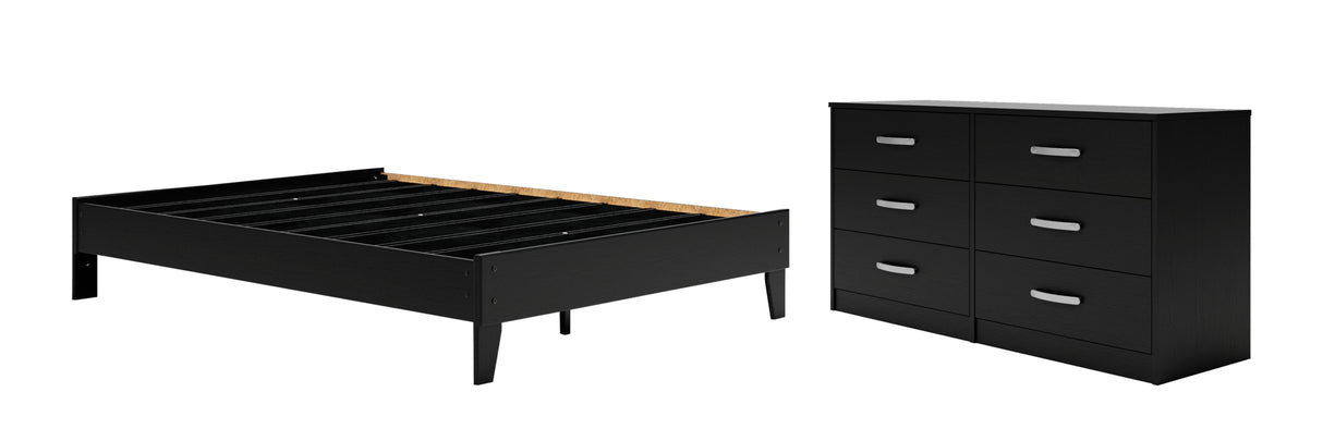 Finch Black Queen Platform Bed with Dresser from Ashley Furniture - Luna Furniture