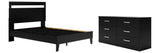 Finch Black/Brown Queen Panel Platform Bed with Dresser from Ashley Furniture - Luna Furniture