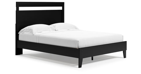 Finch Queen Panel Platform Bed with Dresser, Chest and Nightstand in Black/Brown from Ashley Furniture - Luna Furniture
