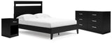 Finch Black Queen Panel Platform Bed with Dresser and Nightstand from Ashley - Luna Furniture