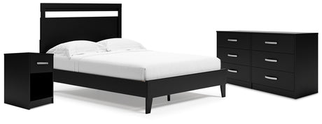 Finch Black Queen Panel Platform Bed with Dresser and Nightstand from Ashley - Luna Furniture