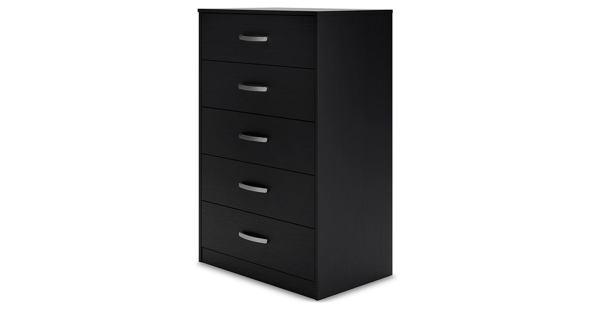 Finch Queen Panel Platform Bed with Dresser, Chest and Nightstand in Black/Brown from Ashley Furniture - Luna Furniture